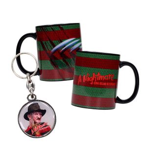 Taza + Llavero Metálico Freddy Krueger Pesadilla En Elm Street